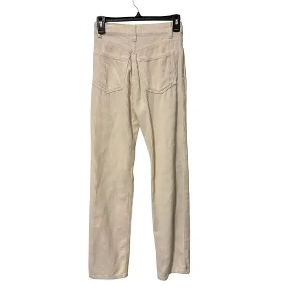 Reformation 100% Cotton Cream Cynthia High Rise Corduroy Straight Pants Size 23